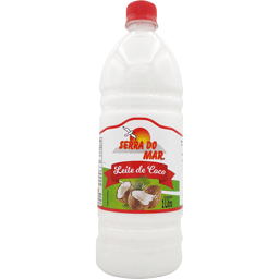 Garrafa de 1 litro de leite de coco com o rótulo vermelho da marca Serra do Mar