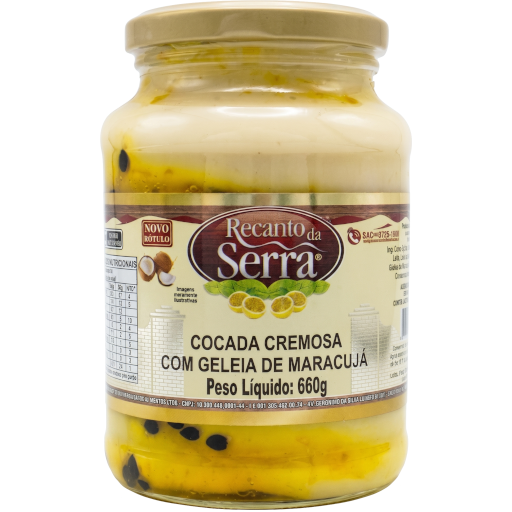 Cocada cremosa com geleia de maracujá 660g - Recanto da Serra