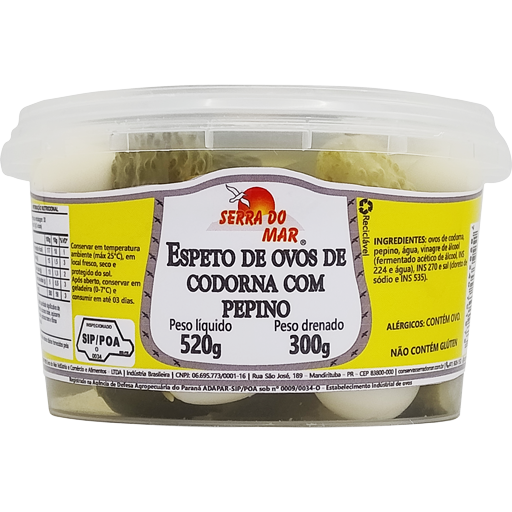 Espeto misto de ovos de codorna com pepino baldinho 300g - Serra do Mar