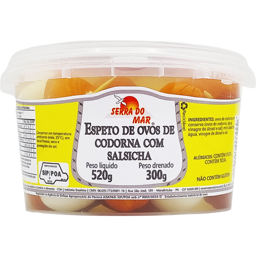 Espeto misto de ovos de codorna com salsicha baldinho 300g - Serra do Mar